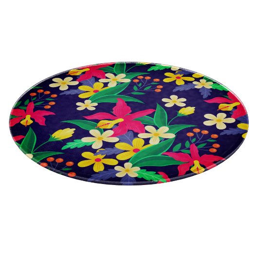 Kleurrijke exotische bloemen en bladeren patroon-5 snijplank (Hoek)