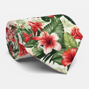 Kleurrijke Exotische Bloemen Ontwerp Stropdas