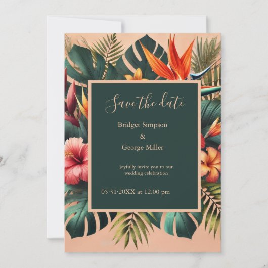 Kleurrijke exotische Hawaiiaanse tropische save th Kaart (Voorkant)