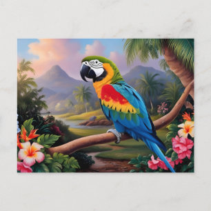 Kleurrijke Exotische Papegaai Vogel op de Tak  Briefkaart