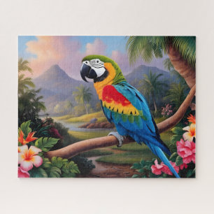 Kleurrijke Exotische Papegaai Vogel op de Tak Legpuzzel