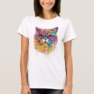 Kleurrijke Exotische-shorthair kat T-shirt