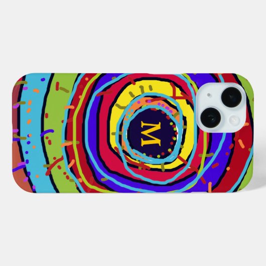 Kleurrijke explosie in gepersonaliseerde cirkels Case-Mate iPhone case (Achterkant (horizontaal))