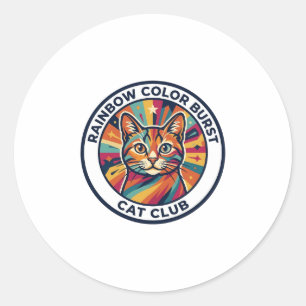Kleurrijke explosie kat ontwerpelement - Regenboog Ronde Sticker