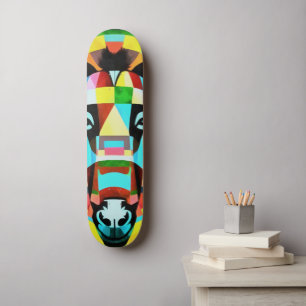 Kleurrijke Ezel Geometrische Kunst Abstract Skateboard