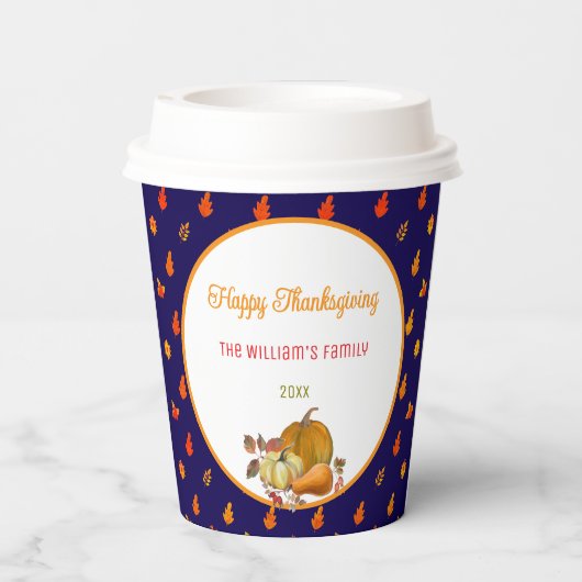 Kleurrijke Fall Leaves Pattern Thanksgiving Party Papieren Bekers (Achterkant)