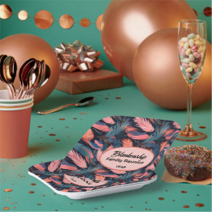 Kleurrijke familie reünie veer achtergrond papier papieren bordje