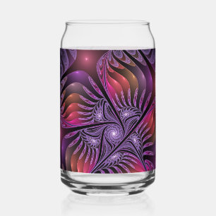 Kleurrijke Fantasie Abstract Trippy Paarse Fractal Blikvorm Glas