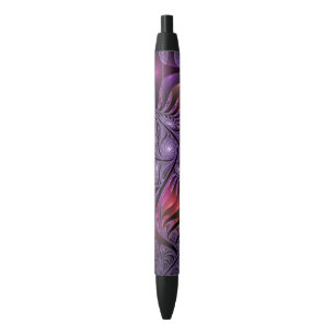 Kleurrijke Fantasie Abstract Trippy Paarse Fractal Zwarte Inkt Pen