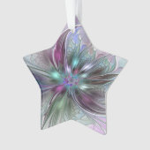 Kleurrijke Fantasie Abstracte Fractale Bloem Ster Ornament (voorkant)