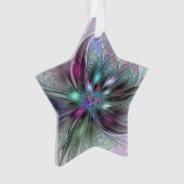 Kleurrijke Fantasie Abstracte Fractale Bloem Ster Ornament (voorkant)