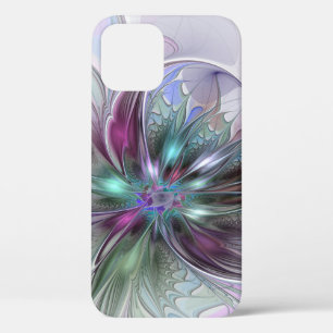 Kleurrijke Fantasie Abstracte Moderne Fractal Bloe iPhone 12 Hoesje