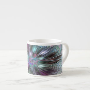 Kleurrijke Fantasie Abstracte Moderne Fractal Bloe Espresso Kop