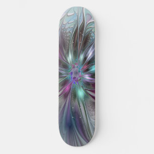 Kleurrijke Fantasie Abstracte Moderne Fractal Bloe Skateboard