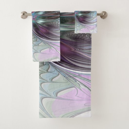 Kleurrijke Fantasie Abstracte Moderne Fractale Blo Bad Handdoek (Insitu)