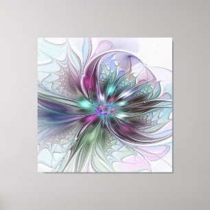 Kleurrijke Fantasie Abstracte Moderne Fractale Blo Canvas Afdruk