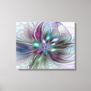 Kleurrijke Fantasie Abstracte Moderne Fractale Blo Canvas Afdruk