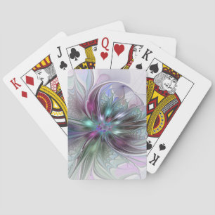 Kleurrijke Fantasie Abstracte Moderne Fractale Blo Pokerkaarten