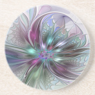 Kleurrijke Fantasie Abstracte Moderne Fractale Blo Zandsteen Onderzetter