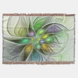 Kleurrijke Fantasie Bloem Modern Abstract Fractal Deken
