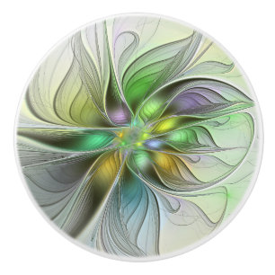 Kleurrijke Fantasie Bloem Modern Abstract Fractal Keramische Knop