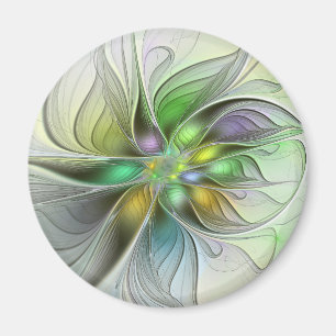 Kleurrijke Fantasie Bloem Modern Abstract Fractal Magneet
