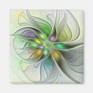 Kleurrijke Fantasie Bloem Modern Abstract Fractal Magneet