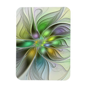 Kleurrijke Fantasie Bloem Modern Abstract Fractal Magneet