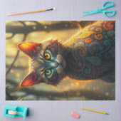 Kleurrijke fantasie kat tissuepapier (Craft)