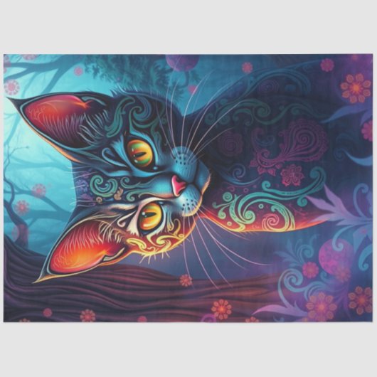 Kleurrijke fantasie kat tissuepapier (Voorkant)