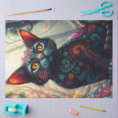 Kleurrijke fantasie kat tissuepapier (Craft)