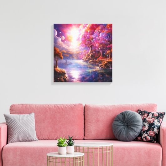 Kleurrijke fantasie land bos Canvas Print (Insitu (Woonkamer))