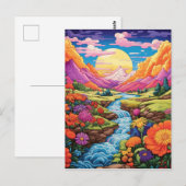 Kleurrijke fantasie landschap achtergrond briefkaart (Voorkant / Achterkant)