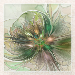 Kleurrijke Fantasie Moderne Abstracte Fractale Blo Glazen Onderzetter