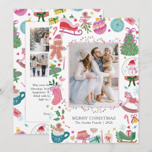 Kleurrijke Fantasievolle Kerst Foto Feestdagenkaart