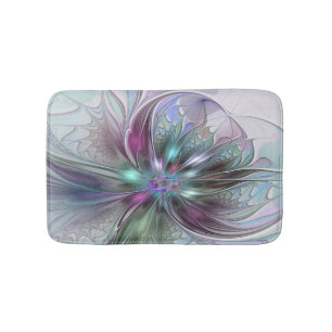 Kleurrijke Fantasy Abstract Modern Fractal Flower Badmat