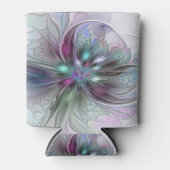 Kleurrijke Fantasy Abstract Modern Fractal Flower Blikjeskoeler (Voorkant)