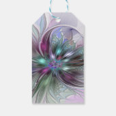 Kleurrijke Fantasy Abstract Modern Fractal Flower Cadeaulabel (Achterkant)
