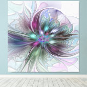 Kleurrijke Fantasy Abstract Modern Fractal Flower Canvas Afdruk (Insitu (Houten vloer))