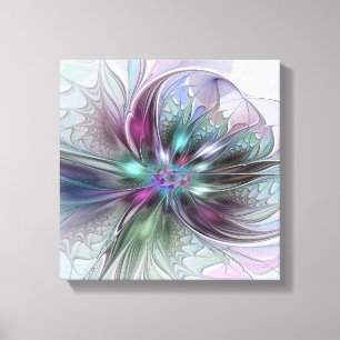 Kleurrijke Fantasy Abstract Modern Fractal Flower Canvas Afdruk