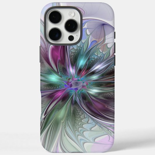 Kleurrijke Fantasy Abstract Modern Fractal Flower Case-Mate iPhone Case (Achterkant)