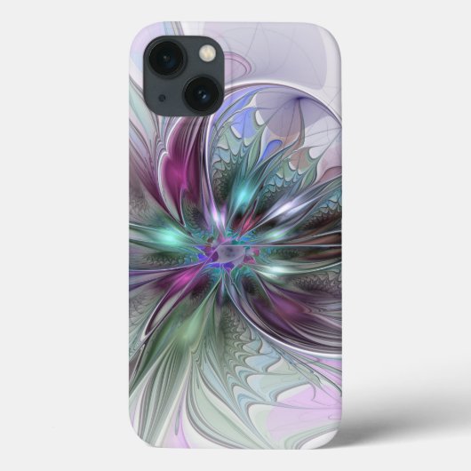 Kleurrijke Fantasy Abstract Modern Fractal Flower Case-Mate iPhone Case (Achterkant)