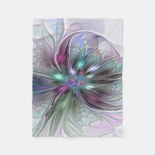 Kleurrijke Fantasy Abstract Modern Fractal Flower Fleece Deken