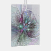 Kleurrijke Fantasy Abstract Modern Fractal Flower Glas Ornament (Voorkant Rechts)