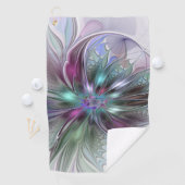 Kleurrijke Fantasy Abstract Modern Fractal Flower Golfhanddoek (Insitu)