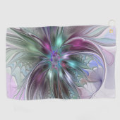 Kleurrijke Fantasy Abstract Modern Fractal Flower Golfhanddoek (Horizontaal)