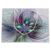 Kleurrijke Fantasy Abstract Modern Fractal Flower Groot Cadeauzakje (Voorkant)