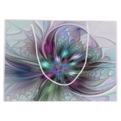 Kleurrijke Fantasy Abstract Modern Fractal Flower Groot Cadeauzakje (Achterkant)