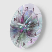 Kleurrijke Fantasy Abstract Modern Fractal Flower Grote Klok (Hoek)