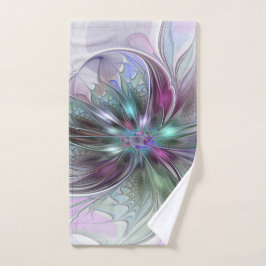 Kleurrijke Fantasy Abstract Modern Fractal Flower Handdoek